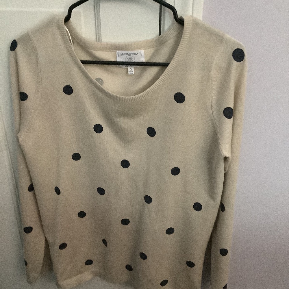 Absolutely Cream and Black Polka Dot Sweater